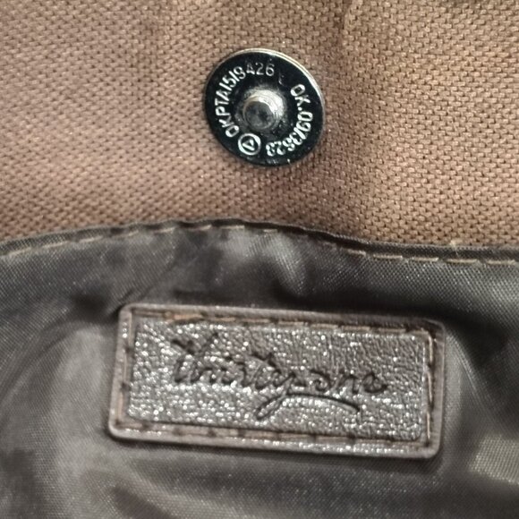 Thirty-One Shoulder Bag Brown Removable Floral Skirt Brown Trim Purse Sachel - Picture 15 of 16